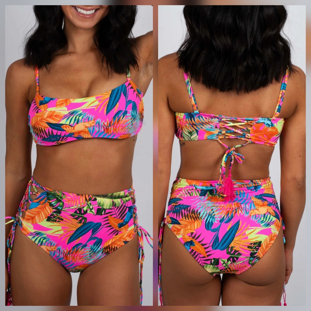 Vibrant Tropical Print Bikini Set